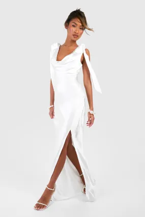 Satin Tie Strap Maxi Slip Dress